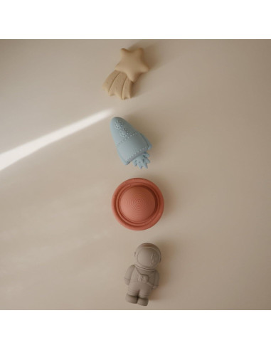Set de Juguetes de Baño Espaciales Mushie - Silicona 100% Segura