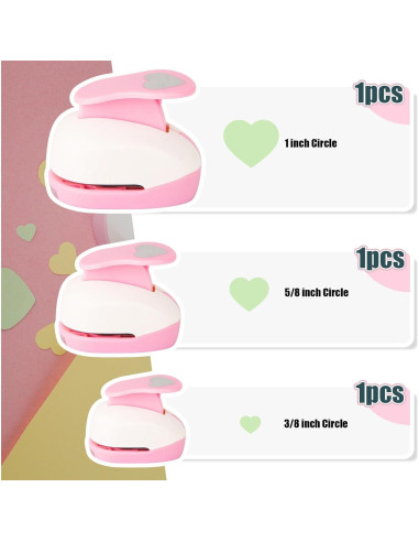 Juego de 3 Perforadoras Corazón Rosa LOVEINUSA para Manualidades