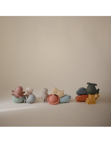 Set de Juguetes de Baño Espaciales Mushie - Silicona 100% Segura