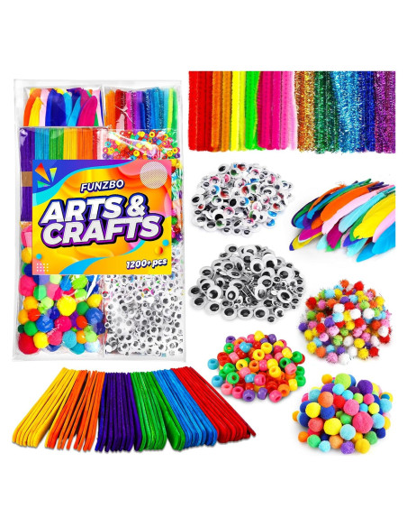 Kit de Manualidades FUNZBO 1200 Piezas para Niños 4-8 Años Kit de Manualidades FUNZBO 1200 Piezas para Niños 4-8 Años