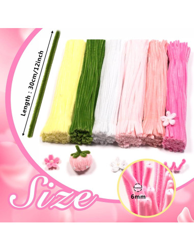 600 Limpiadores de Tubos Chenille MACIOZE 30 cm Rosa Pastel