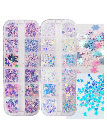 LuckForever Copos de Brillo Iridiscente para Uñas 2 Paquetes LuckForever Copos de Brillo Iridiscente para Uñas 2 Paquetes