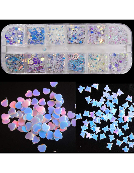 LuckForever Copos de Brillo Iridiscente para Uñas 2 Paquetes LuckForever Copos de Brillo Iridiscente para Uñas 2 Paquetes