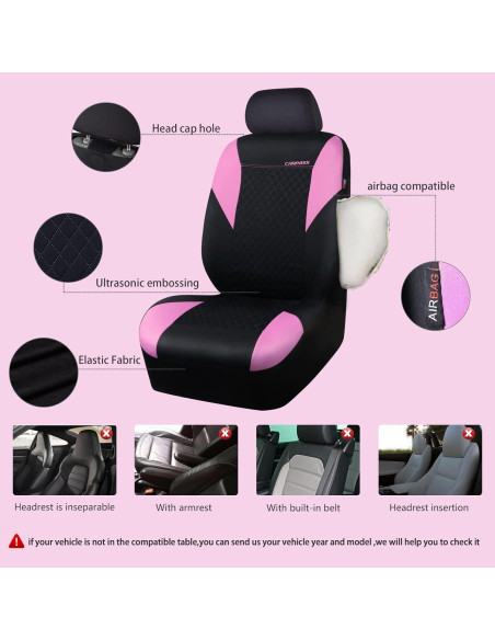 Fundas de Asiento Universales CAR PASS - Juego Completo Negro/Rosa Fundas de Asiento Universales CAR PASS - Juego Completo Negro/Rosa