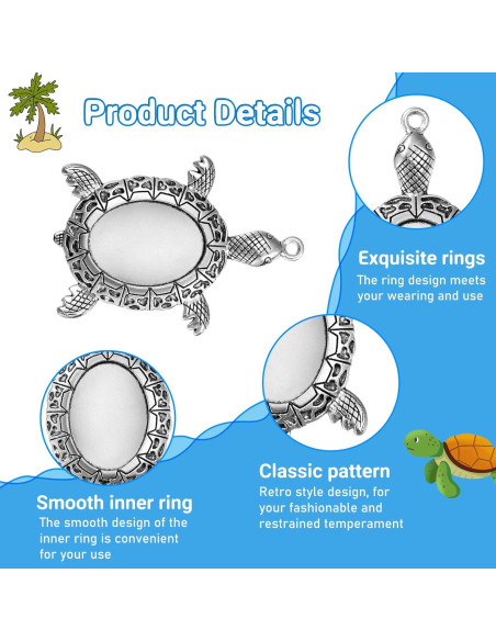 40 Piezas Configuraciones Colgante Tortuga Plata Antigua DIY 40 Piezas Configuraciones Colgante Tortuga Plata Antigua DIY