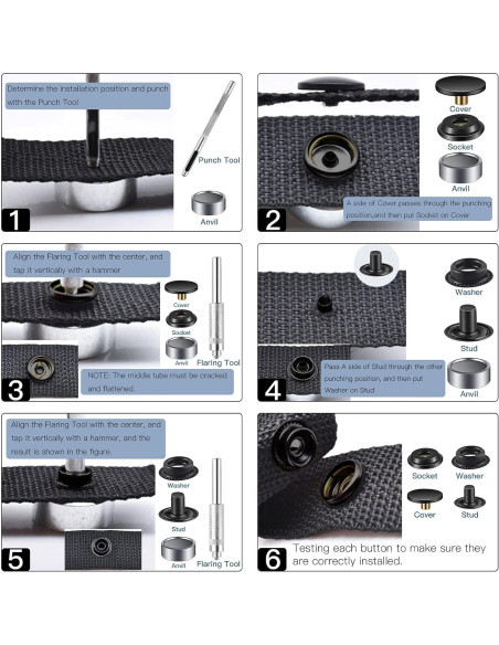Kit de Broches a Presión Moocci 10 Juegos 15mm Negro Kit de Broches a Presión Moocci 10 Juegos 15mm Negro