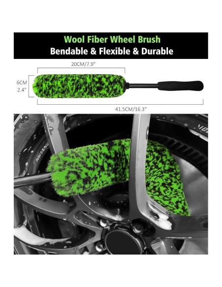 Kit de Limpieza de Ruedas YeewayVeh 4 Piezas Verde y Negro Kit de Limpieza de Ruedas YeewayVeh 4 Piezas Verde y Negro