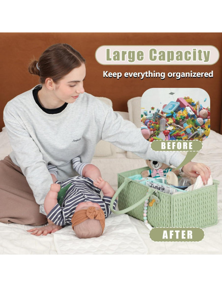 Organizador de Pañales MOMINSIDE Verde Claro, Caddy Plegable 36.83x25.4x17.78 cm Organizador de Pañales MOMINSIDE Verde Claro, Caddy Plegable 36.83x25.4x17.78 cm