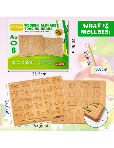 Tablero de Trazado del Alfabeto Montessori LearnToy 25x20 cm