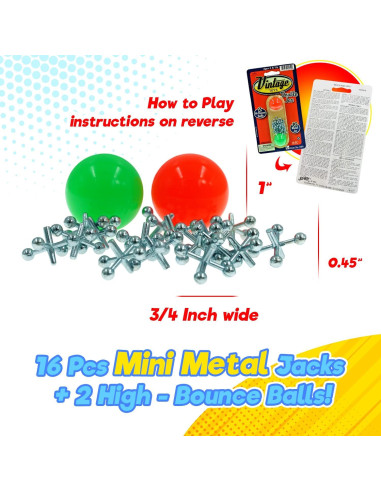 Juego de Jacks de Metal Vintage JA-RU - 2 Paquetes con Pelotas
