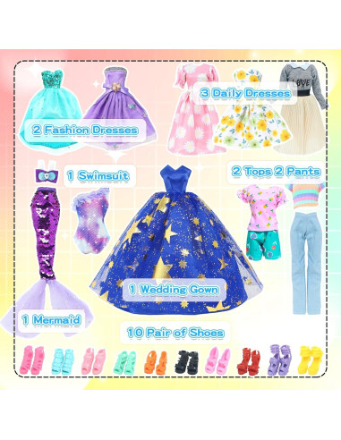 Conjunto de Ropa para Muñeca 11.5" BLIJOLA 24 Piezas