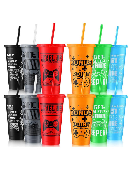 Vasos de Plástico Reutilizables Mifoci para Fiesta Gamer 12 Pcs Vasos de Plástico Reutilizables Mifoci para Fiesta Gamer 12 Pcs