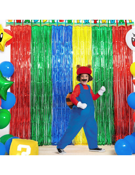 Cortinas de Flecos de Papel de Aluminio WENSEO 1.0 x 2.0m Fiesta Super Bros Cortinas de Flecos de Papel de Aluminio WENSEO 1.0 x 2.0m Fiesta Super Bros