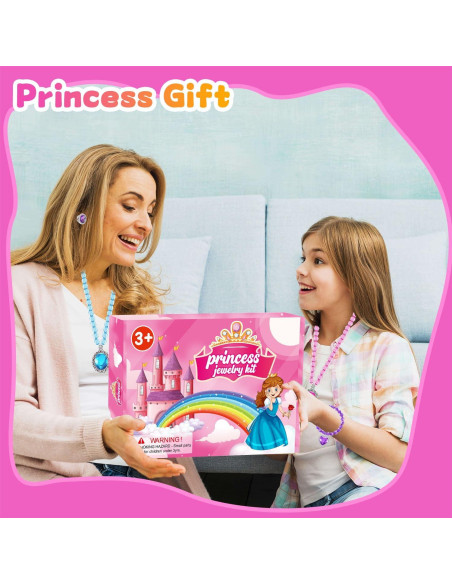 Conjunto de Joyería de Princesa DIZRNOI para Niñas 7 Piezas Conjunto de Joyería de Princesa DIZRNOI para Niñas 7 Piezas