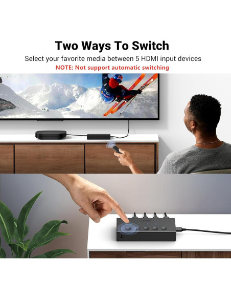 UGREEN Interruptor HDMI 5 en 1 4K@60Hz Control Remoto Negro UGREEN Interruptor HDMI 5 en 1 4K@60Hz Control Remoto Negro