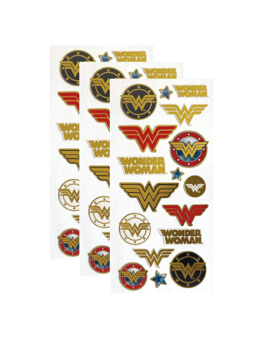 Calcomanías Wonder Woman Playhouse - 3 Paquetes Brillantes