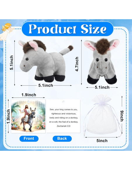 Paquete de 12 Llaveros de Burro de Peluche Shappy 10 cm Paquete de 12 Llaveros de Burro de Peluche Shappy 10 cm