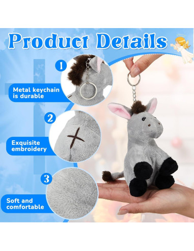 Paquete de 12 Llaveros de Burro de Peluche Shappy 10 cm