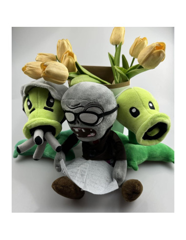 Conjunto de Peluches PVZ JHESAO - 3 Piezas Guisante y Zombi