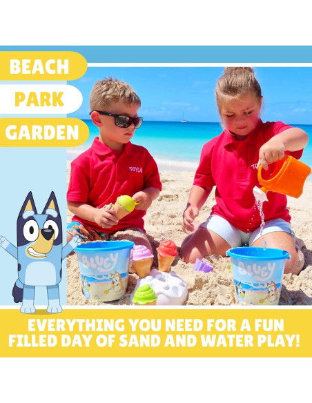 Juego de cubo y pala Toyland Bluey 6 piezas para playa Juego de cubo y pala Toyland Bluey 6 piezas para playa