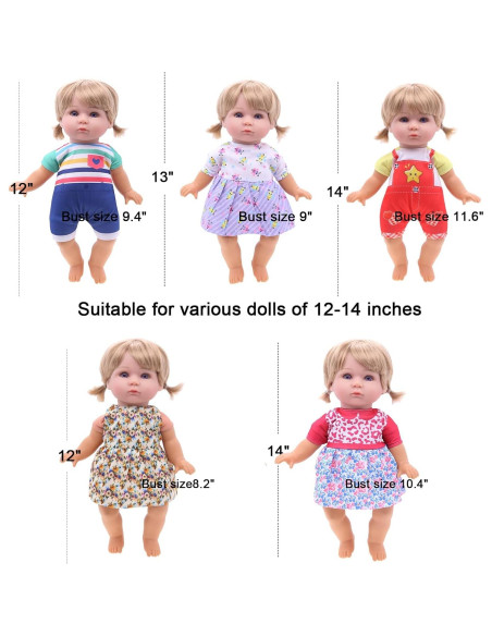 Conjunto de Ropa para Muñecas Bebé Viva - 6 Vestidos 30-36 cm Conjunto de Ropa para Muñecas Bebé Viva - 6 Vestidos 30-36 cm