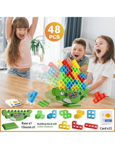 Juego de Equilibrio Apilable Dinosaurio 3D Heyilong 48 Piezas Juego de Equilibrio Apilable Dinosaurio 3D Heyilong 48 Piezas