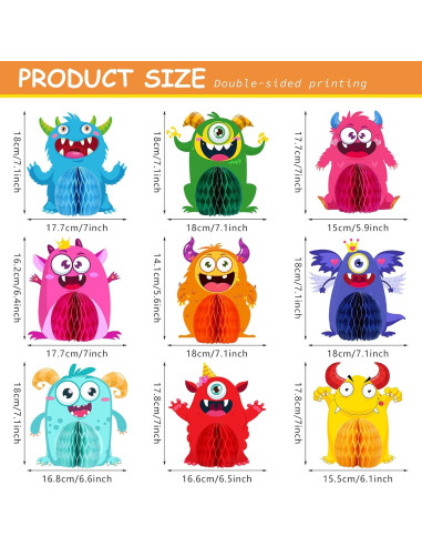 9 Centros de Mesa de Monstruo Pequeño Outus - Decoración Fiesta