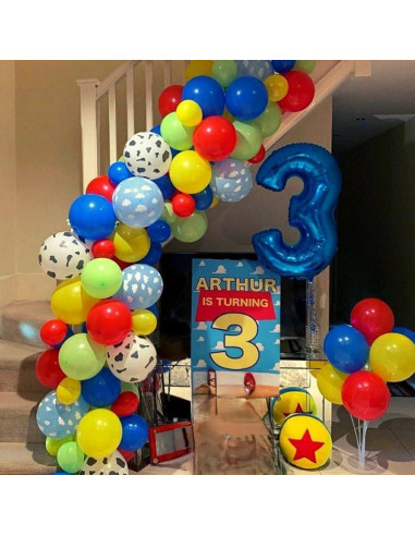 Globos de Fiesta Temática Granja HILAVO 35PC 12" Vaca Nube Azul