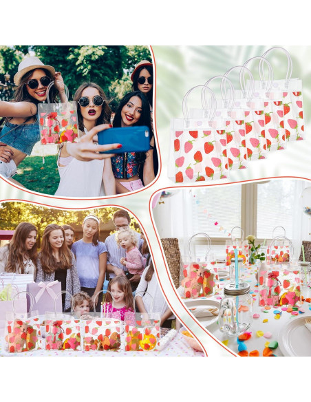 24 Bolsas de Regalo Transparentes PVC Tema Fresa 15x7x16cm 24 Bolsas de Regalo Transparentes PVC Tema Fresa 15x7x16cm