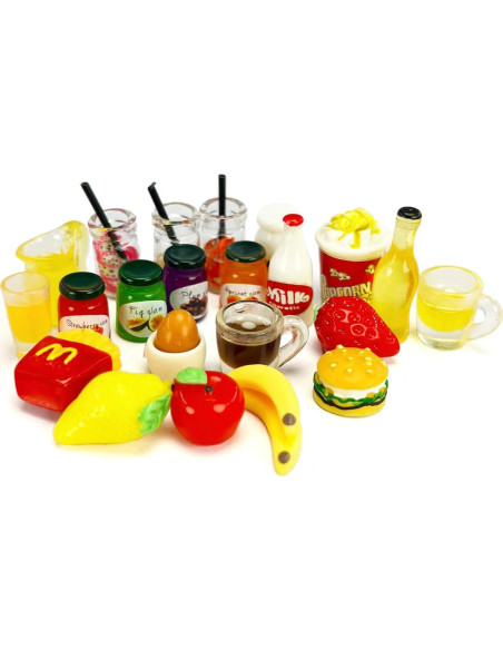 Juego de Comida de Juguete HUADELAIMA 200 Piezas Miniatura Juego de Comida de Juguete HUADELAIMA 200 Piezas Miniatura