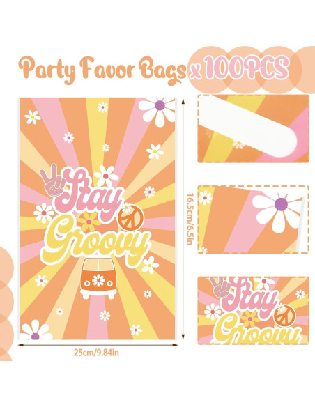 Paquete de 100 Bolsas de Fiesta Groovy Hotop 16.5x24.6cm Paquete de 100 Bolsas de Fiesta Groovy Hotop 16.5x24.6cm