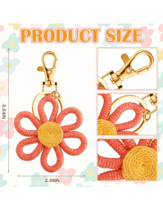 Llaveros de Flores Margarita Boho Quelay - 12 Pcs 6x9 cm 2