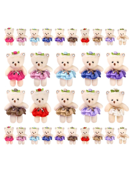20 Mini Osos de Peluche Covzoe 11.2 cm Multicolores para DIY 20 Mini Osos de Peluche Covzoe 11.2 cm Multicolores para DIY