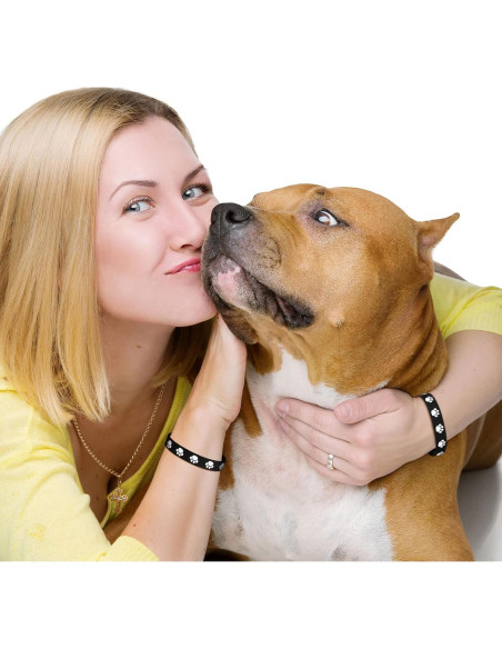 Funtery 100 Pulseras de Goma con Huella de Perro - Negro y Blanco Funtery 100 Pulseras de Goma con Huella de Perro - Negro y Blanco