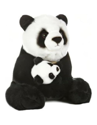 Peluche Panda con Cría Miyoni Aurora 38 cm - Detalle Realista