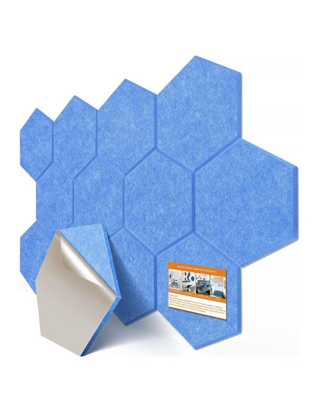 Paneles Acústicos Hexagonales DEKIRU 12 Unidades Azul 35.6x30.5 cm Paneles Acústicos Hexagonales DEKIRU 12 Unidades Azul 35.6x30.5 cm
