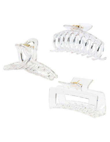 Pinzas Transparentes para Cabello Kitiin - 3 Piezas, Fuerte Sujeción