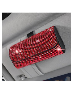 Soporte de Gafas de Sol Osilly para Coche Rojo con Cierre Magnético