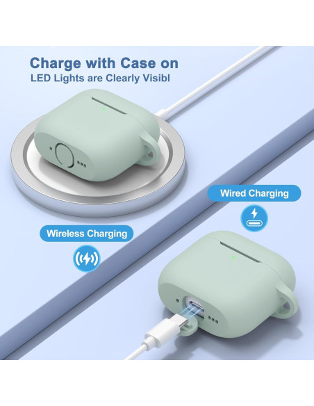 Funda de Silicona Wanme para AirPods 4 - Verde Neblina Funda de Silicona Wanme para AirPods 4 - Verde Neblina