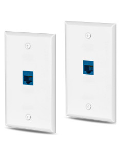 Placa de Pared Ethernet Cat6 1 Puerto RJ45 HuaHengHT Azul