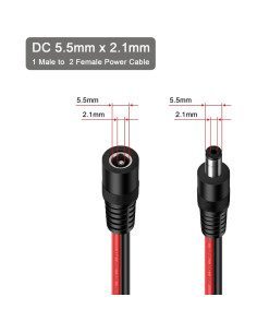 Divisor de Alimentación DC 5.5mm iGreely 1Hembra 2Machos 45cm 2