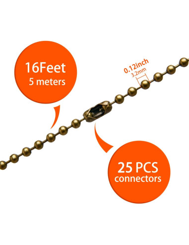 Cadena de Extensión para Ventilador YeeBeny 5m Bronce 25 Conectores