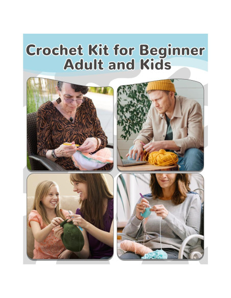Kit de Crochet Aeelike 71 Piezas para Principiantes con Hilo y Ganchos Kit de Crochet Aeelike 71 Piezas para Principiantes con Hilo y Ganchos