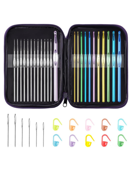 Juego de Ganchillos de Aluminio y Acero Tomorotec 24 Piezas Juego de Ganchillos de Aluminio y Acero Tomorotec 24 Piezas