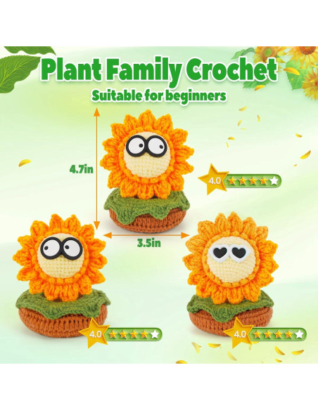 Kit de Crochet WILSHIN para Principiantes - Girasol con Tutoriales Kit de Crochet WILSHIN para Principiantes - Girasol con Tutoriales
