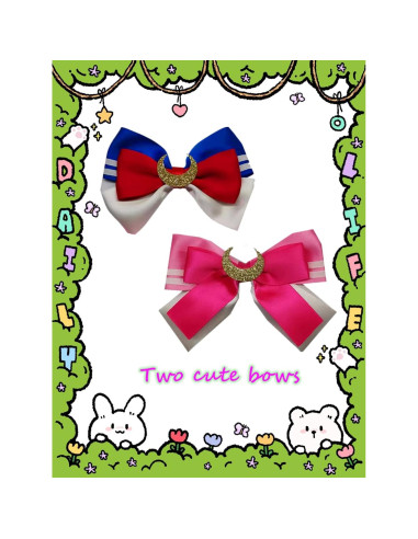 Lazos de Pelo Lunares - Conjunto de 2 Lazos de 9x6.5cm