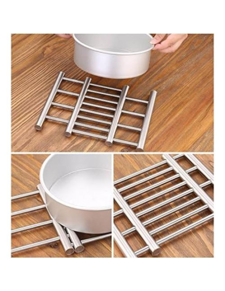 Trivet Ajustable Leoyoubei Acero Inoxidable Plata 2 Unidades Trivet Ajustable Leoyoubei Acero Inoxidable Plata 2 Unidades