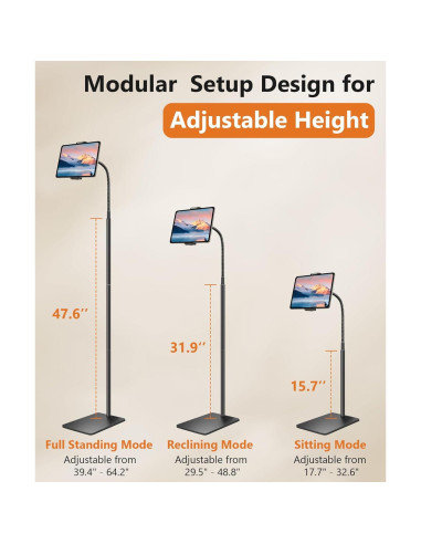 Soporte de Piso Ajustable Evekea para iPad y Tablets 2-12.9"