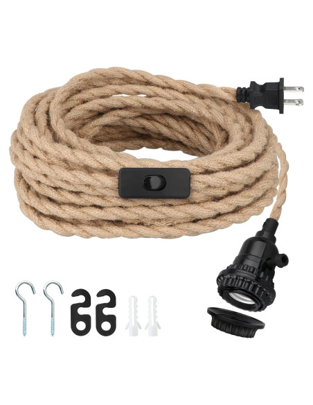 Kit de Luz Colgante 5m Zevnico E26 con Interruptor y Ganchos Kit de Luz Colgante 5m Zevnico E26 con Interruptor y Ganchos