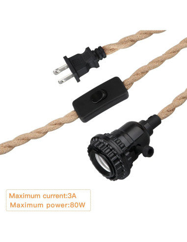 Kit de Luz Colgante 5m Zevnico E26 con Interruptor y Ganchos